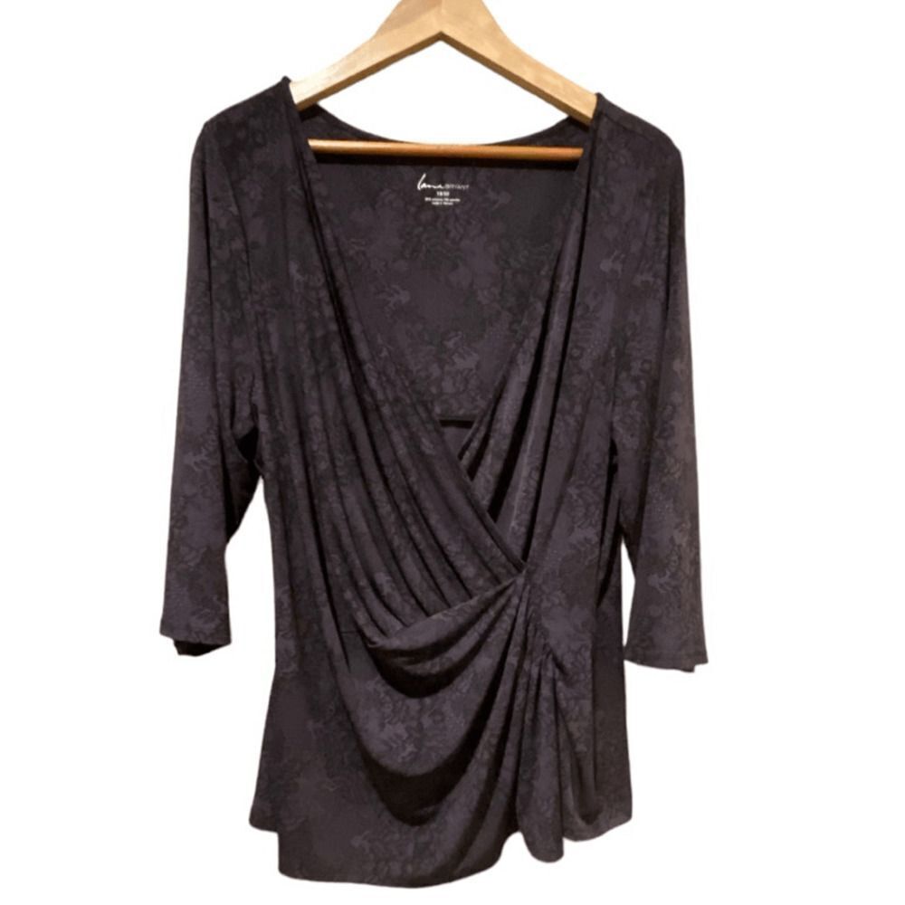 Lane Bryant Black Floral Blouse
